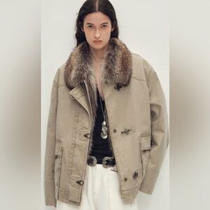 New Stylish Fur Trim Utility Jacket with button off fur and goose down lining